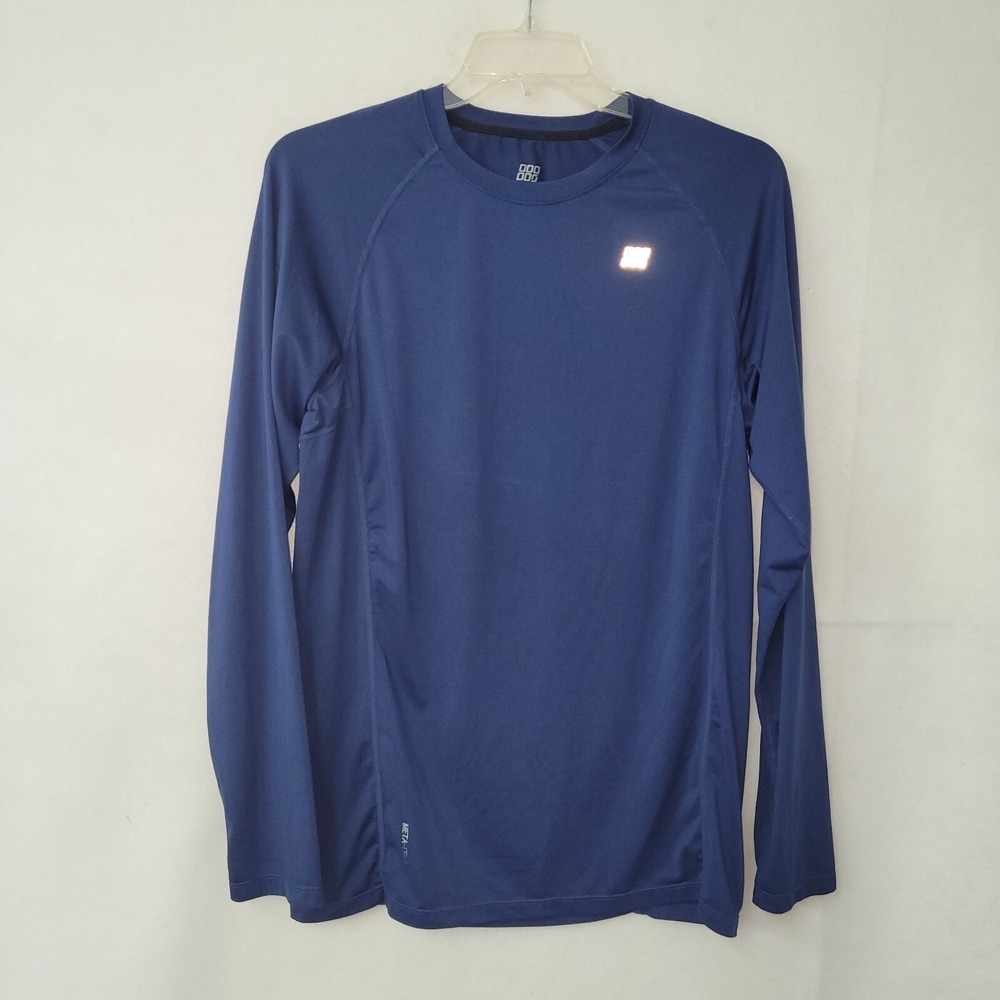ODODOS Mens L Tall Blue Long Sleeve Athletic Performance TShirt Meta-Dry